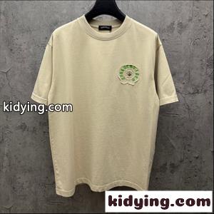 クリームベージュ 半袖Tシャツ Chrome hearts コピー クロムハーツ コピー コピー 胸元グリーンサークルロゴ クルーネック ワンポイントデザインkidying265H5HbC