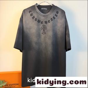 グラデーション 半袖Tシャツ Chrome hearts スーパーコピー クロムハーツ スーパーコピー コピー ゴシックロゴ クロスモチーフ ウォッシュ加工 ルーズフィット ブラックkidying261PPLbm