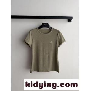 コットンリネン 半袖Tシャツ セリーヌ コピー Tシャツ コピー グリーンkid26DW919f