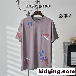 モーブグレー 半袖Tシャツ Louis vuitton コピー ルイヴィトン コピー コピー ペイントスプラッシュ柄 クルーネック アートプリント ゆったりシルエットkidying26XLzaSD