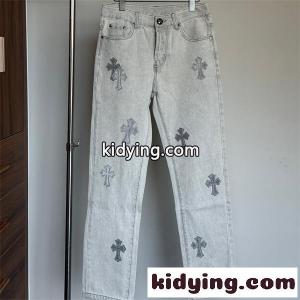 ライトグレー ストレートデニムパンツ Chrome hearts コピー クロムハーツ コピー コピー クロスパッチ装飾 ウォッシュ加工 5ポケット ジーンズkidying26mW5Tji