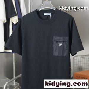 prada ブランド コピー プラダ ブランド コピー メンズ 半袖Tシャツ ナイロンポケット 三角ロゴ 無地 ミニマル 上品 軽量 快適 モダンkidying26emWHnq
