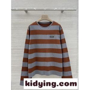 ボーダー柄 コットン 長袖Tシャツ ミュウミュウ コピーブランド Tシャツ コピー カジュアルkid26TzqWLf