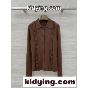 フリル付き カーディガン ミュウミュウ コピー ニット コピー カシミヤ＆シルクブラウンkid265fWH9n