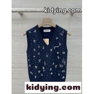 ウール Vネック ニットベスト ミュウミュウ スーパーコピー ニット コピー ネイビーkid26q0Tjym