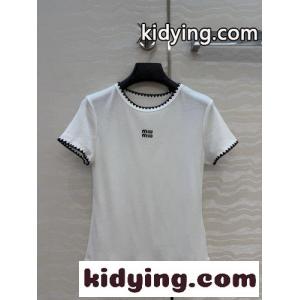 大人可愛い 洗練された リブTシャツ ミュウミュウ コピー Tシャツ コピー ホワイトkid26qOLvqm