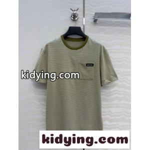 爽やか ボーダー柄 半袖tシャツ ミュウミュウ ブランド コピー Tシャツ コピー グリーンkid26n4Lnaq