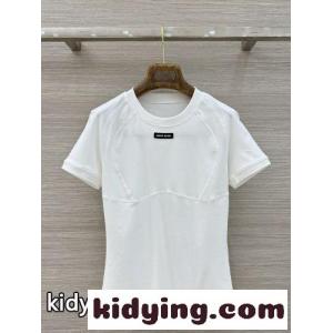 洗練された 合わせやすい 半袖Tシャツ ミュウミュウ コピー Tシャツ コピー ホワイトkid26D4jC8j