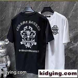 ブラック 半袖Tシャツ Chrome hearts コピー クロムハーツ コピー コピー フローラルクロス背面ロゴ ゴシック英字 クルーネック ゆったりシルエットkidying26z4XHfq