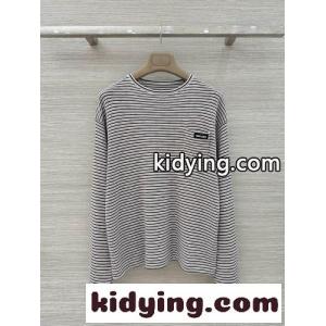 ボーダー柄 透かし編み 長袖Tシャツ ミュウミュウ コピー Tシャツ コピーkid26KnGz8z