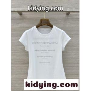 アレキサンダーワング Tシャツ コピー ラインストーンロゴ 半袖Tシャツ ホワイトkid265XXfee