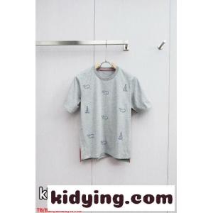 遊び心満載 クジラ ヨット 半袖Tシャツ トムブラウン コピー Tシャツ コピー グレーkid26411r8b
