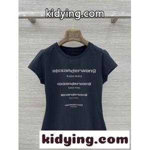 アレキサンダーワング Tシャツ コピー ラインストーンロゴ 半袖Tシャツ ブラックkid26f4HL9f