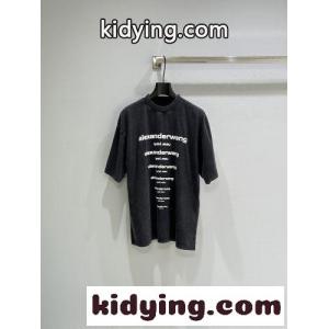 ユニセックス エンボスロゴ 半袖Tシャツ アレキサンダーワング Tシャツ コピー ブラックkid26mKnayi