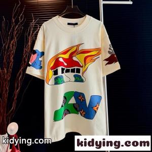 LOUIS vuitton コピー コピー ルイヴィトン コピー コピー グラフィックアート 半袖Tシャツ カラフルプリント オーバーサイズ ストリート 人気 新作kidying265v4DGD