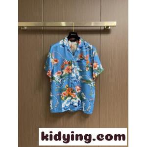 フローラルプリント オープンカラーシャツ グッチ スーパーコピー シャツ 偽物 シルク ブルーkid2611jOvu