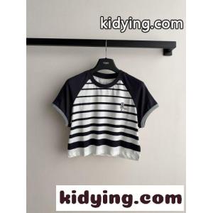 ストライプ コットン 半袖Tシャツ フェンディ ブランド コピー Tシャツ コピー クロップド丈kid26m4fWfC