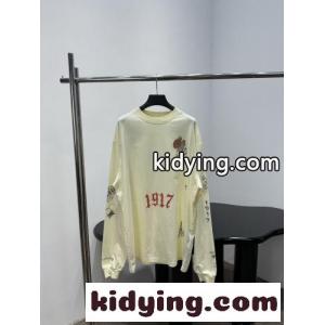 ユニセックス オーバーサイズ 長袖Tシャツ バレンシアガ コピー Tシャツ 偽物 イエローkid26L5HL9f