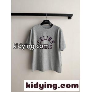 カジュアル 洗練された ロゴ入り コットン セリーヌ コピーブランド Tシャツ 偽物 半袖Tシャツ グレーkid26fKrKHr
