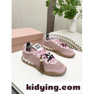 可愛い カジュアル チャーム付 メッシュ＆スエード ミュウミュウ コピーブランド スニーカー コピー ピンクkid26mSj8TD