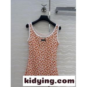 ミュウミュウ コピーブランド ニット コピー 合わせやすい 総柄プリント コットンタンクトップkid26L5fGTr