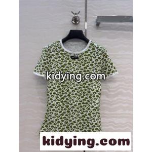 総柄プリント コットン 半袖Tシャツ ミュウミュウ ブランド コピー Tシャツ コピー グリーンkid26TjiuWv