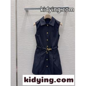 ベルト付き ノースリーブ シャツドレス ミュウミュウ コピー ワンピース 偽物 ネイビーkid26n4bSjy