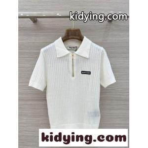 ウール ハーフジップ リブニット ポロシャツ ミュウミュウ コピー ニット 偽物kid26CGvK9n