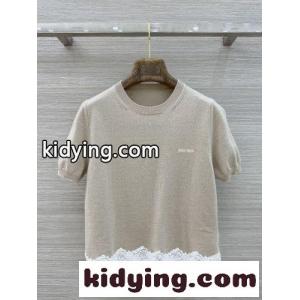 レーストリム カシミヤ ニットトップス ミュウミュウ スーパーコピー ニット 偽物 半袖ニットkid26bG5Dii