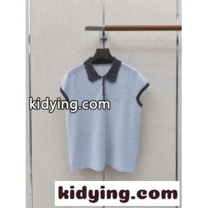 レースカラー バイカラー ニットポロシャツ ミュウミュウ コピー Tシャツ 偽物 ライトブルーkid26fWXvKv