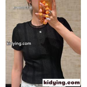 chanel スーパーコピー シャネル スーパーコピーtシャツコピー26SSトレンド新作☆ニットウェア半袖エレガントスタイル４色kidying26rC4Pby