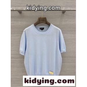 シンプル シルク混 半袖プルオーバー シャネル ブランド コピー ニット コピー ライトブルーkid26Or8Xzu