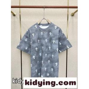 クロス総柄 クルーネック 半袖Tシャツ クロムハーツ コピー Tシャツ 偽物 トップスkid264T5rWn