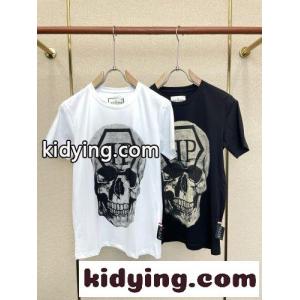 スカル ロゴ クルーネック 半袖Tシャツ フィリッププレイン Tシャツ 偽物kid26iOXjaa