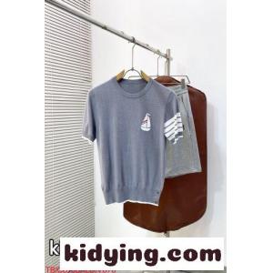 爽やか ヨットモチーフ 半袖 サマーニット トムブラウン スーパーコピー Tシャツ 偽物 グレーkid26Wjmmuu