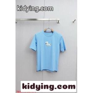 シンプル 可愛い ヘクター クルーネック 半袖Tシャツ トムブラウン コピー Tシャツ 偽物 ブルーkid26OfOjCC