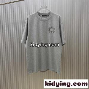 2026新作 CHROME hearts ブランド コピー 激安 クロムハーツ ブランド コピー 半袖Tシャツ バックプリント クルーネック ウォッシュ加工kidying26be899D