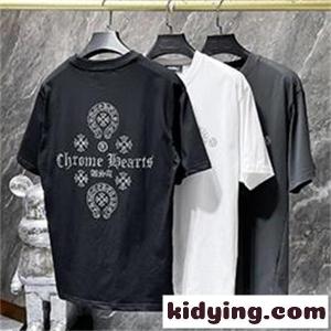 ホワイト 半袖Tシャツ Chrome hearts スーパーコピー クロムハーツ スーパーコピー コピー 胸元サークルロゴ クルーネック シンプルカジュアルkidying26eSv0vu