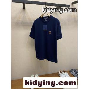 ショートスリーブ クルーネック ウィズ シグネチャー ルイ・ヴィトン Tシャツ コピー ネイビーkid261H9X1D