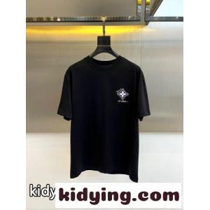 おしゃれ ロゴ入り コットン 半袖Tシャツ ルイ・ヴィトン Tシャツ 偽物 ブラックkid265j0vWD