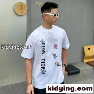 2026春夏新作ディオール ブランド コピー蝶モチーフプリント半袖Tシャツゆったりクルーネック個性派デザインkidying26D4vK1z