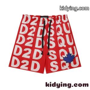 ホワイトタイポグラフィ総柄レッドスイムショーツ ディースクエアード コピー 激安 メッシュ裏地 Dsquared2 コピーメープルパッチ短パンkidying26fm4PHj