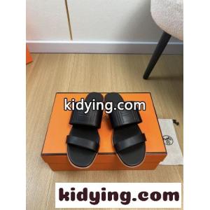 上品 シンプル エルメス コピー サンダル モナ スーパーコピー Hロゴ ブラックkid26TrSLbe