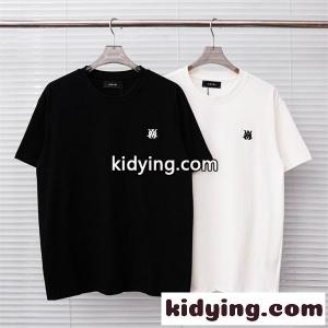 ミニロゴ 刺繍デザイン クルーネック ベーシックフォルム AMIRI アミリ コピー 半袖Tシャツ 上質カジュアルkidying26jGDSTn