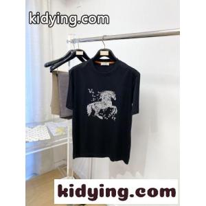 ホースモチーフ クルーネック 半袖Tシャツ エルメス ブランド コピー Tシャツ 偽物 ブラックkid26iS51jm
