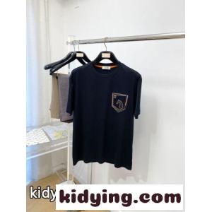 異素材ディテール クルーネック 半袖Tシャツ エルメス コピー Tシャツ 偽物 ブラックkid261DSz0f