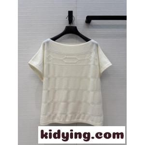 カシミヤ 半袖ニット トップス エルメス コピー Tシャツ スーパーコピー ホワイトkid26ziumum