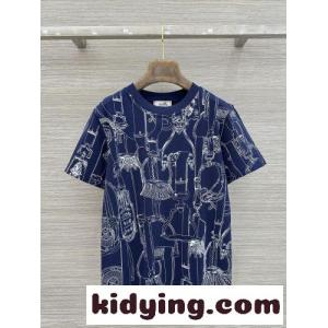 クラシック コットン 半袖Tシャツ エルメス スーパーコピー Tシャツ スーパーコピー ネイビーkid269H1HrC