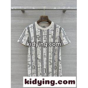カジュアル おしゃれ 総柄 半袖Tシャツ エルメス コピーブランド Tシャツ 偽物 コットン オフホワイト コピーブランドkid26X9DWTj