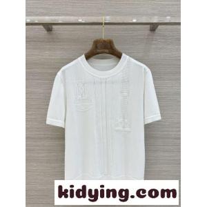 エルメス コピー ニット 偽物 シンプル 上品 半袖ニットトップス ホワイトkid26SzKvey